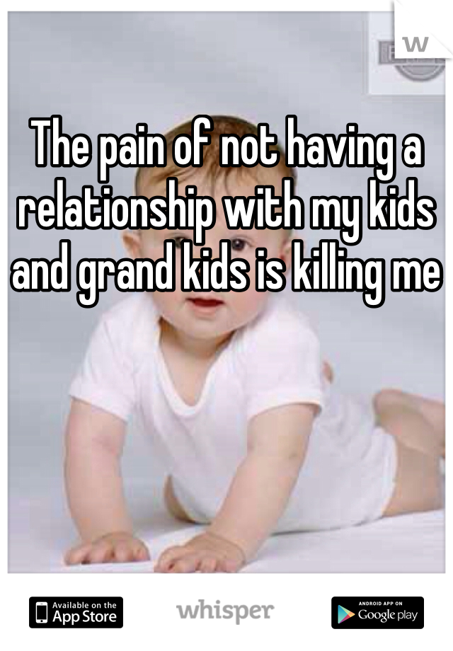The pain of not having a relationship with my kids and grand kids is killing me