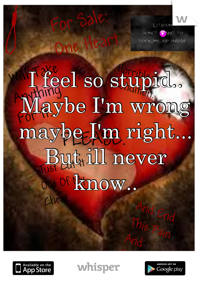 I feel so stupid.. Maybe I'm wrong maybe I'm right... But ill never know..