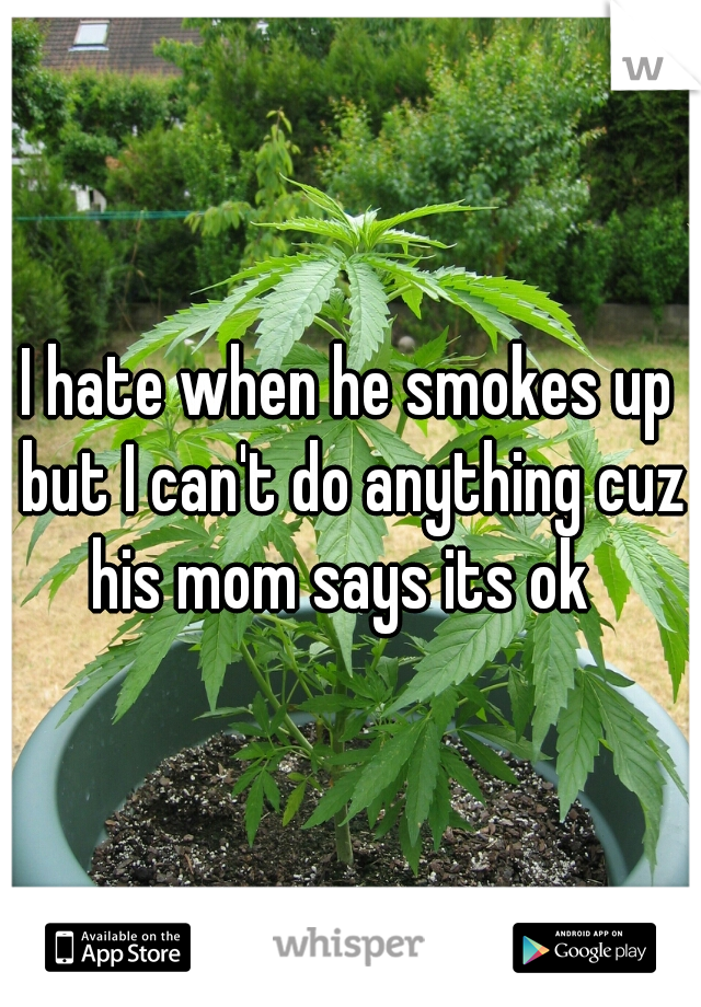 I hate when he smokes up but I can't do anything cuz his mom says its ok  