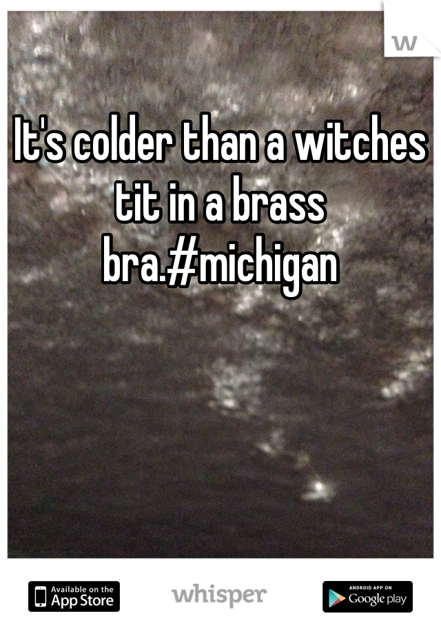 It's colder than a witches tit in a brass bra.#michigan