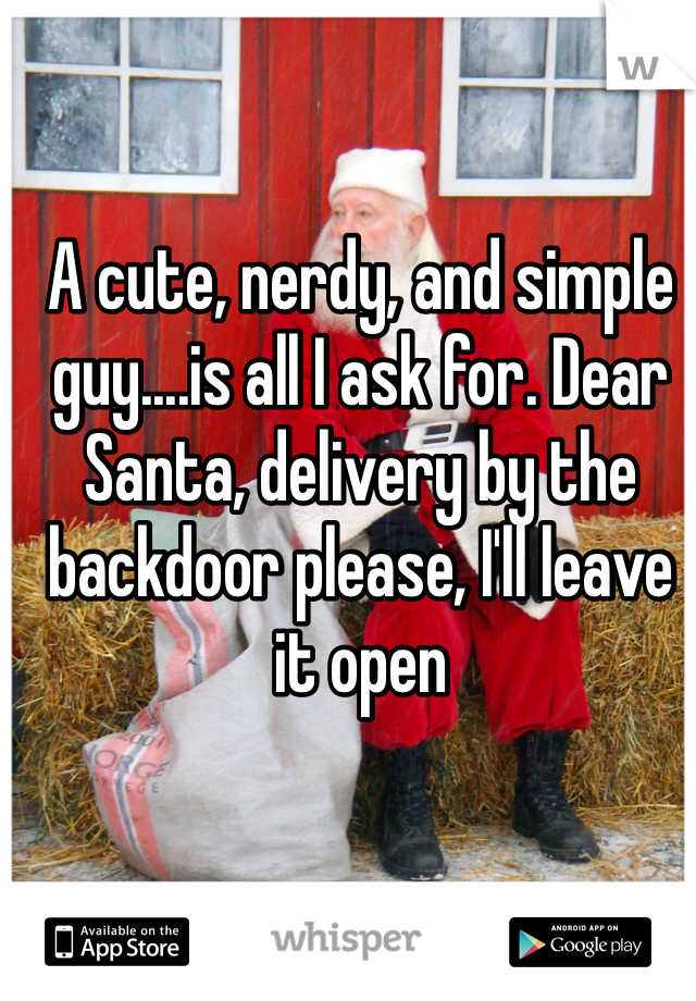 A cute, nerdy, and simple guy....is all I ask for. Dear Santa, delivery by the backdoor please, I'll leave it open
