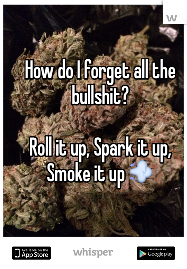 How do I forget all the bullshit? 

Roll it up, Spark it up, Smoke it up 💨