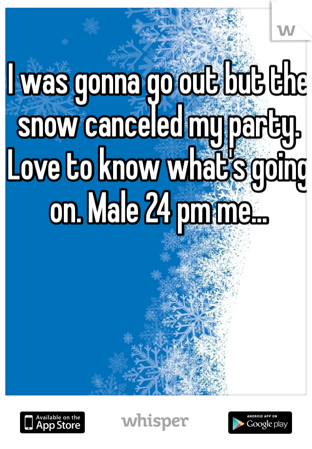 I was gonna go out but the snow canceled my party. Love to know what's going on. Male 24 pm me...