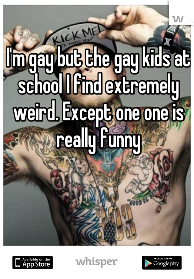 I'm gay but the gay kids at school I find extremely weird. Except one one is really funny