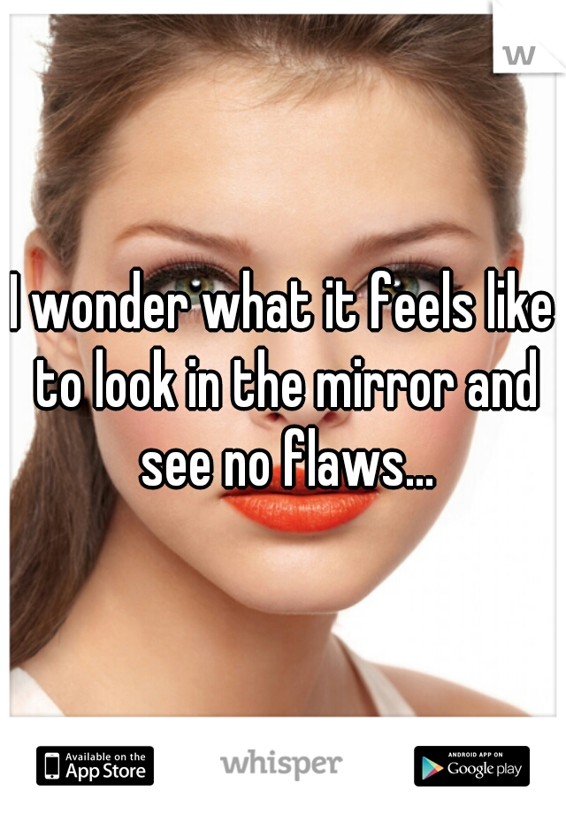 I wonder what it feels like to look in the mirror and see no flaws...