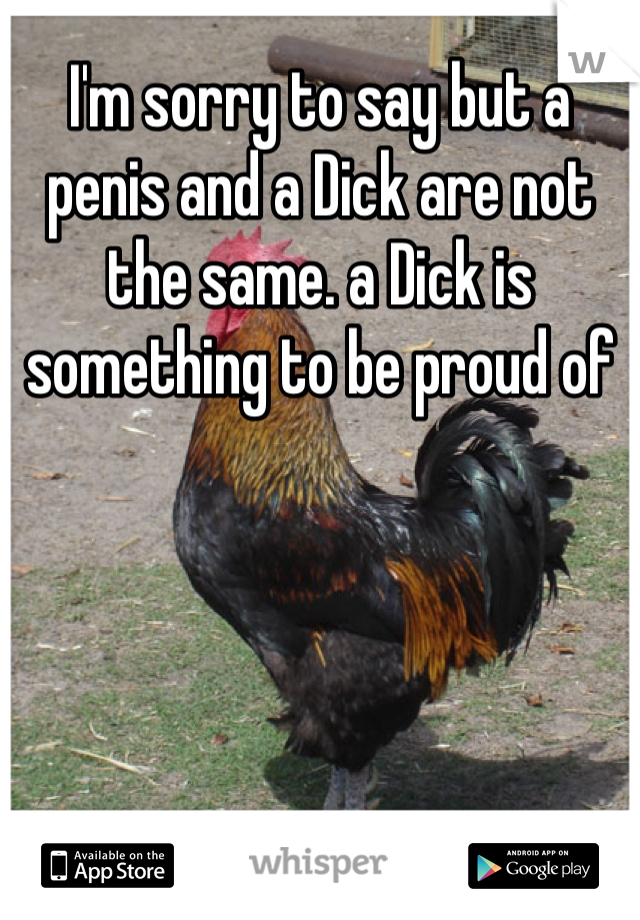 I'm sorry to say but a penis and a Dick are not the same. a Dick is something to be proud of