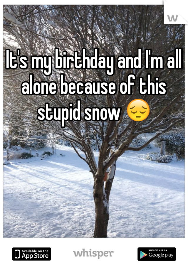 It's my birthday and I'm all alone because of this stupid snow 😔