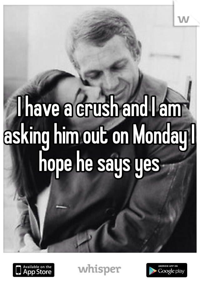 I have a crush and I am asking him out on Monday I hope he says yes
