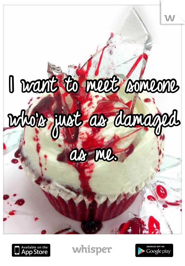 I want to meet someone who's just as damaged as me. 