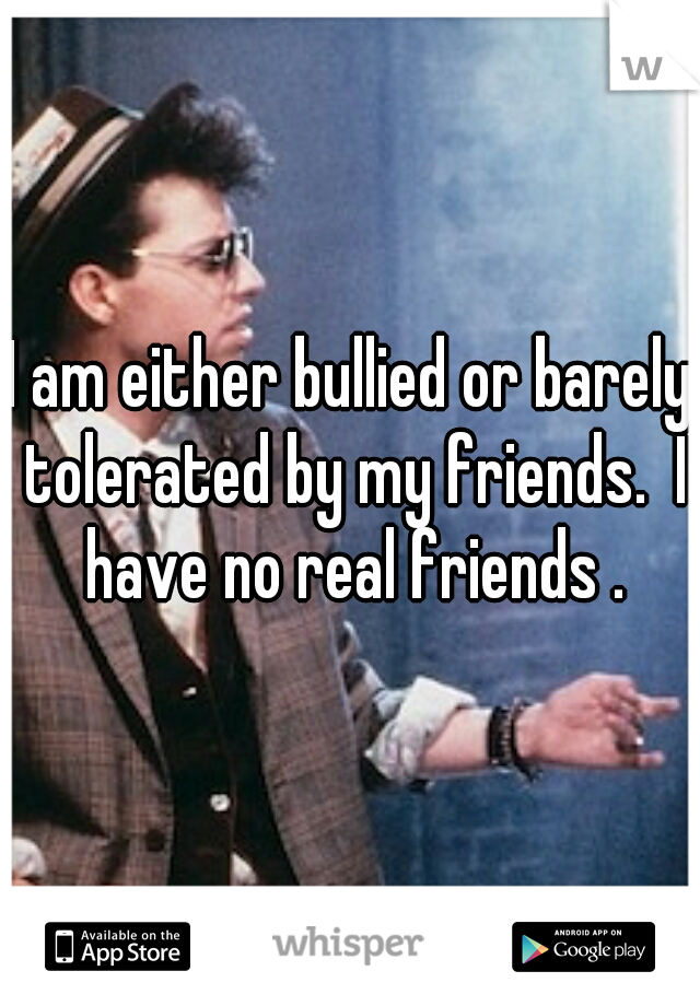 I am either bullied or barely tolerated by my friends.  I have no real friends .