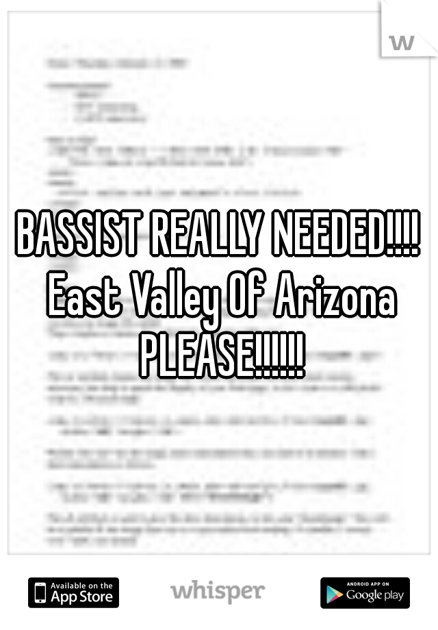 BASSIST REALLY NEEDED!!!! East Valley Of Arizona PLEASE!!!!!!