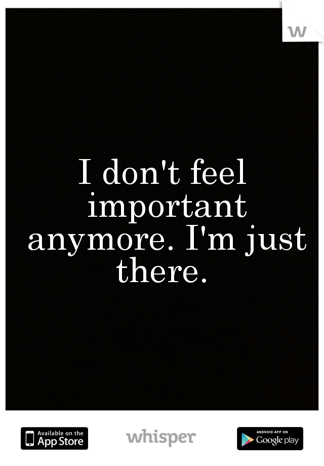 I don't feel important anymore. I'm just there. 