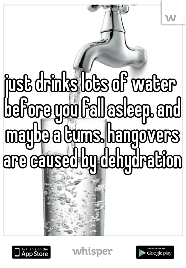 just drinks lots of water before you fall asleep. and maybe a tums. hangovers are caused by dehydration.