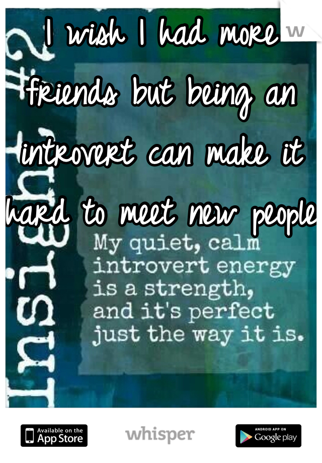 I wish I had more friends but being an introvert can make it hard to meet new people