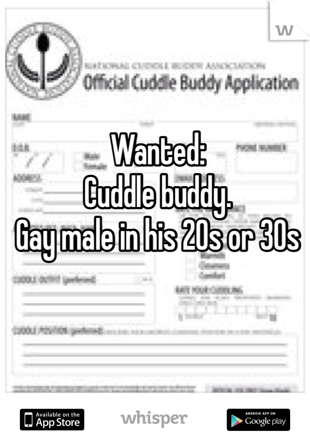 Wanted:
Cuddle buddy. 
Gay male in his 20s or 30s