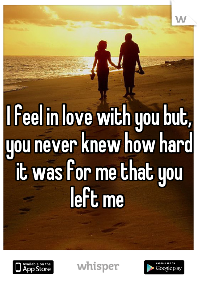 I feel in love with you but, you never knew how hard it was for me that you left me 