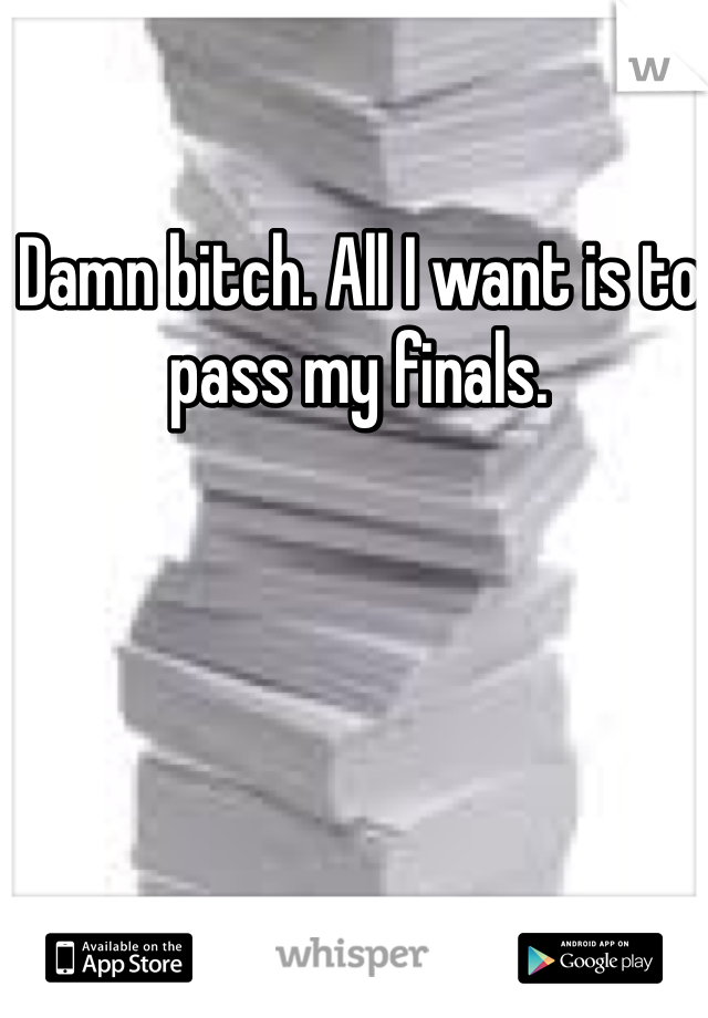 Damn bitch. All I want is to pass my finals. 