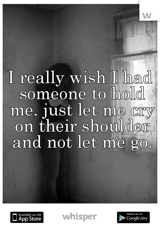 I really wish I had someone to hold me. just let me cry on their shoulder and not let me go.
