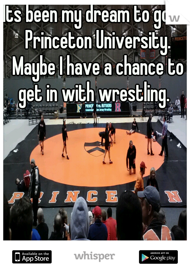 Its been my dream to go to Princeton University. Maybe I have a chance to get in with wrestling.  