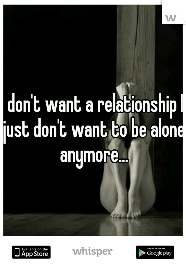 I don't want a relationship I just don't want to be alone anymore...