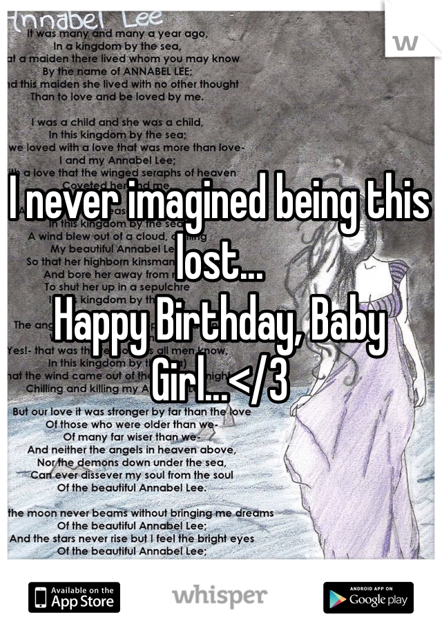 I never imagined being this lost...
Happy Birthday, Baby Girl...</3