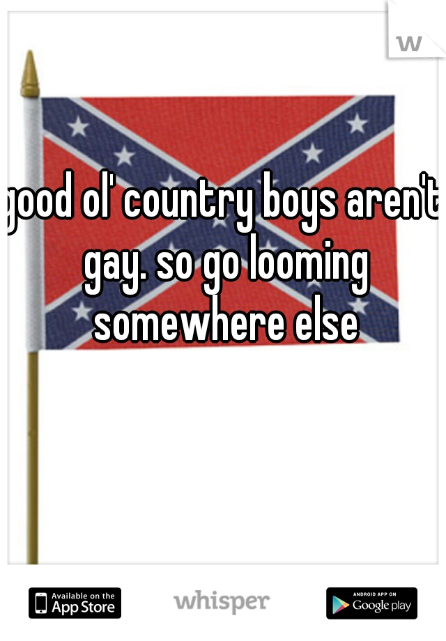good ol' country boys aren't gay. so go looming somewhere else