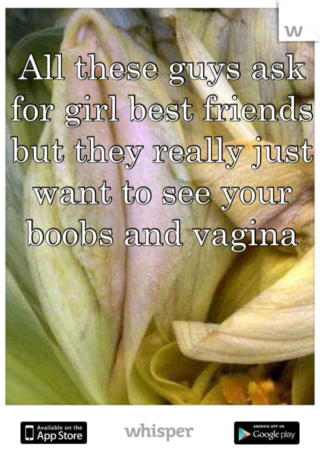 All these guys ask for girl best friends but they really just want to see your boobs and vagina