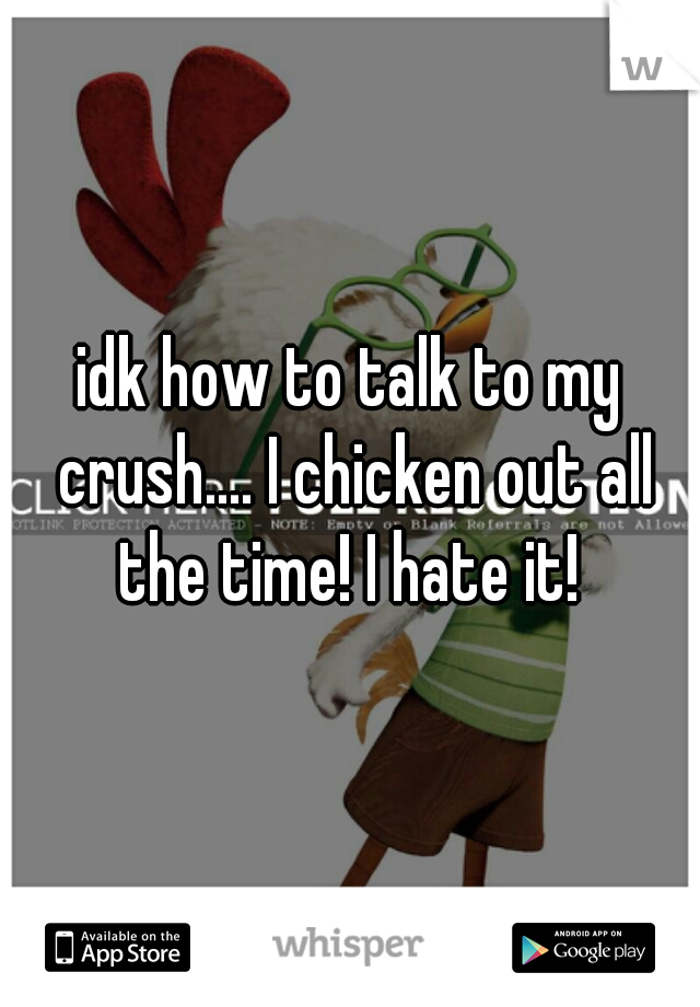 idk how to talk to my crush.... I chicken out all the time! I hate it! 