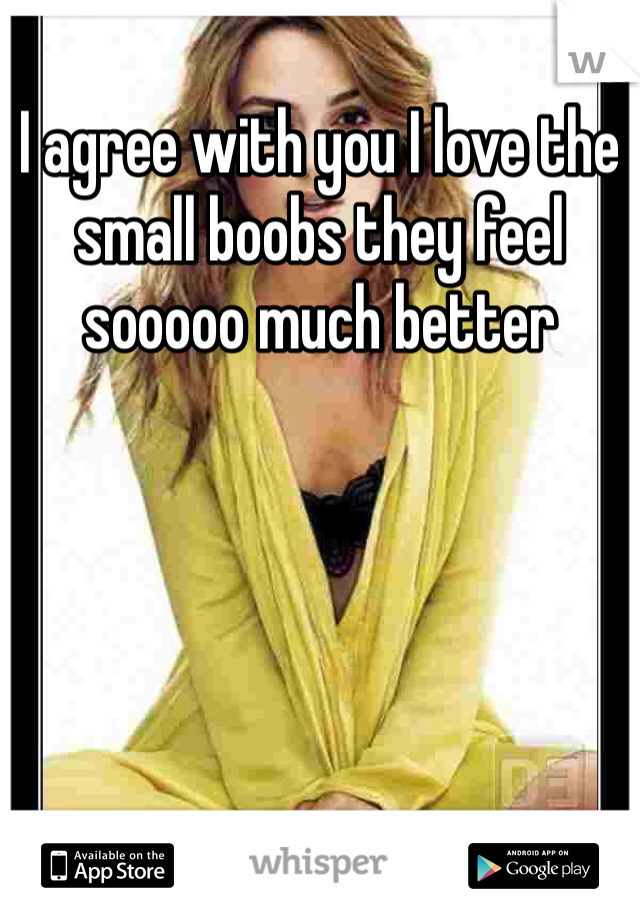 I agree with you I love the small boobs they feel sooooo much better