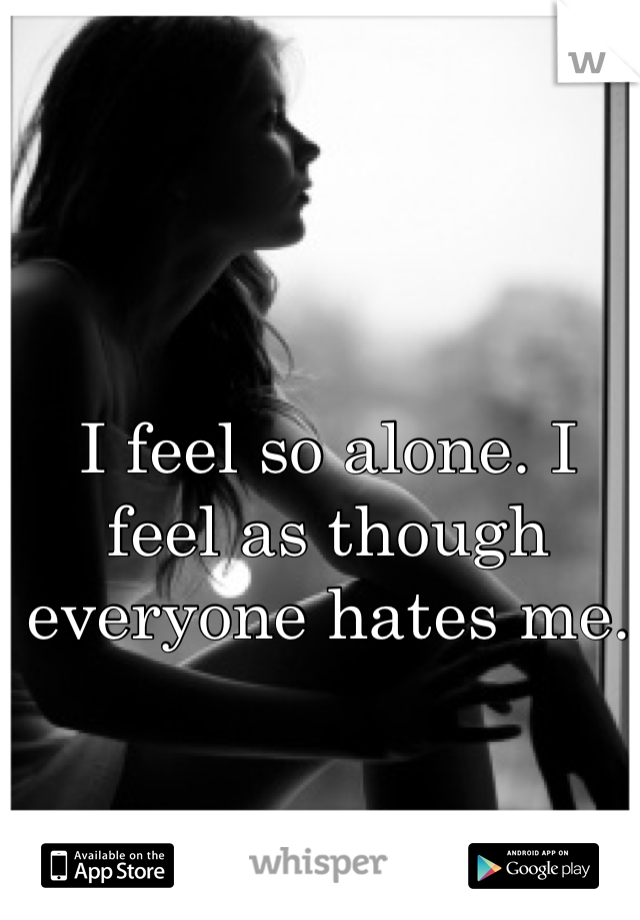 I feel so alone. I feel as though everyone hates me.