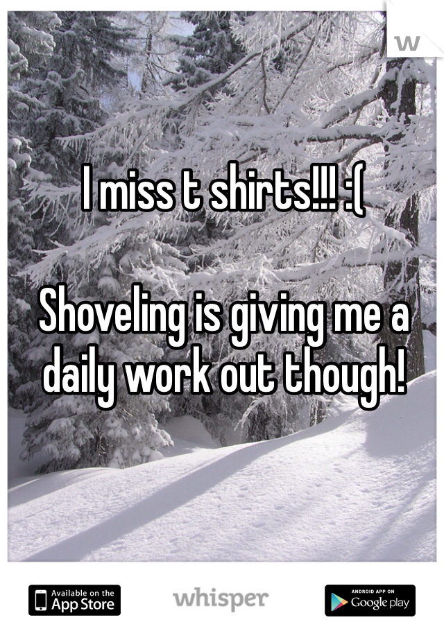 I miss t shirts!!! :(

Shoveling is giving me a daily work out though! 