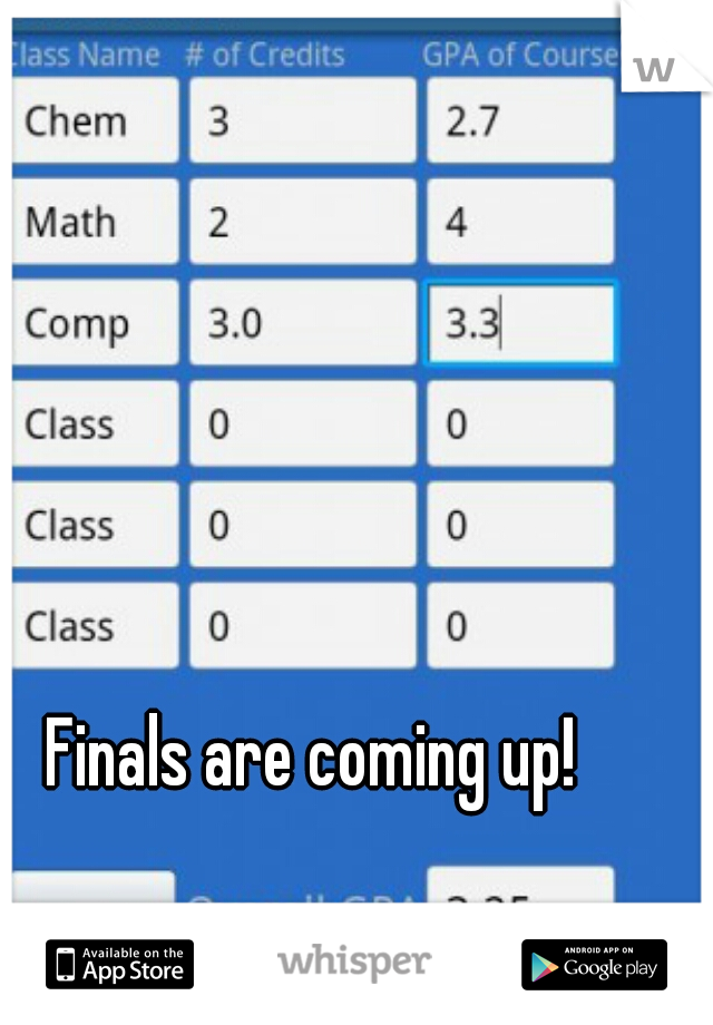 Finals are coming up!

