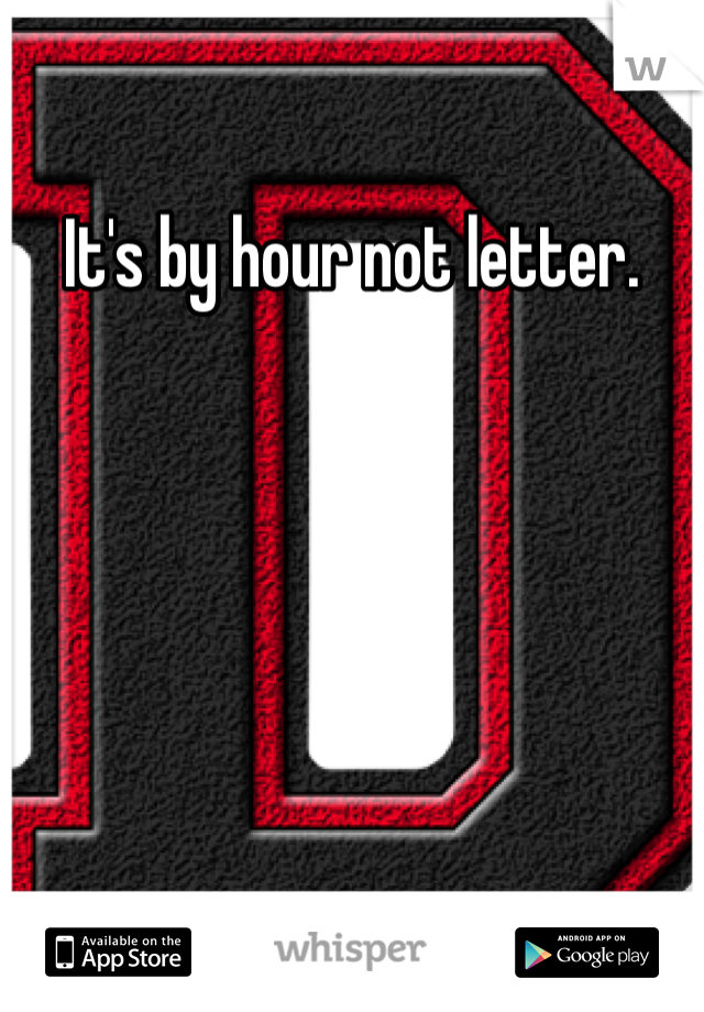 It's by hour not letter. 