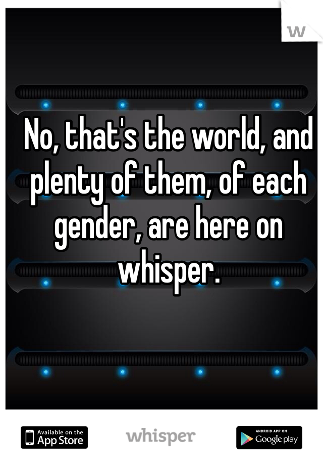 No, that's the world, and plenty of them, of each gender, are here on whisper. 