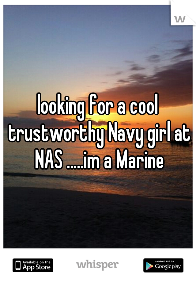 looking for a cool trustworthy Navy girl at NAS .....im a Marine