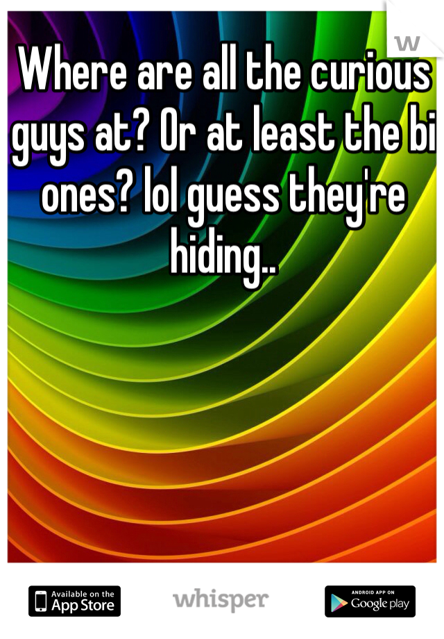 Where are all the curious guys at? Or at least the bi ones? lol guess they're hiding..