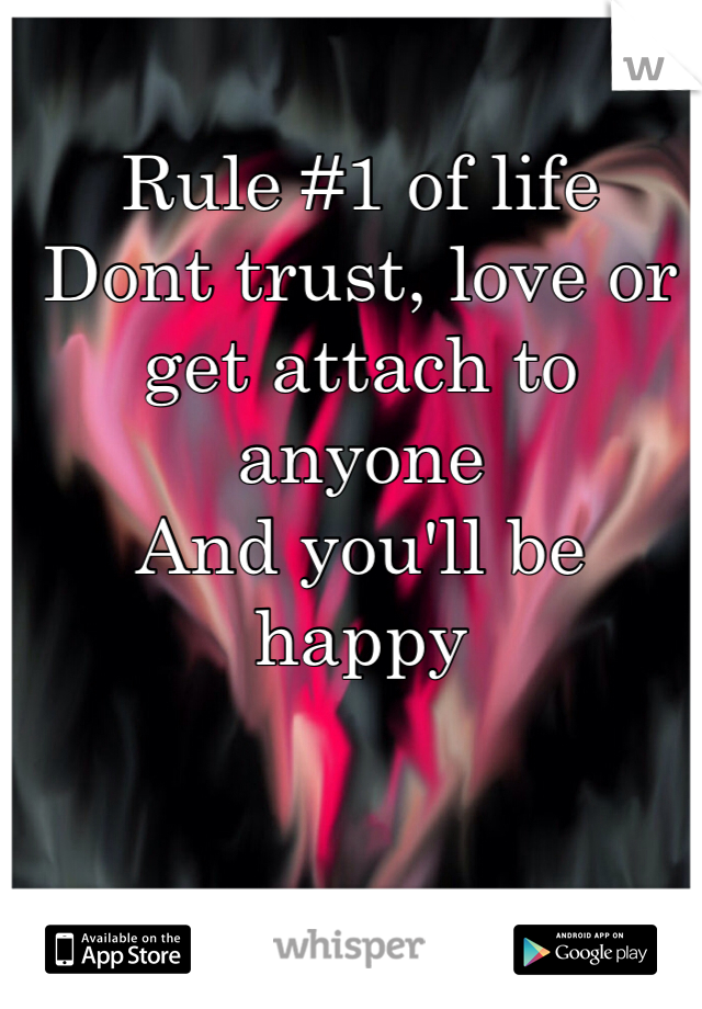 Rule #1 of life 
Dont trust, love or get attach to anyone 
And you'll be happy 