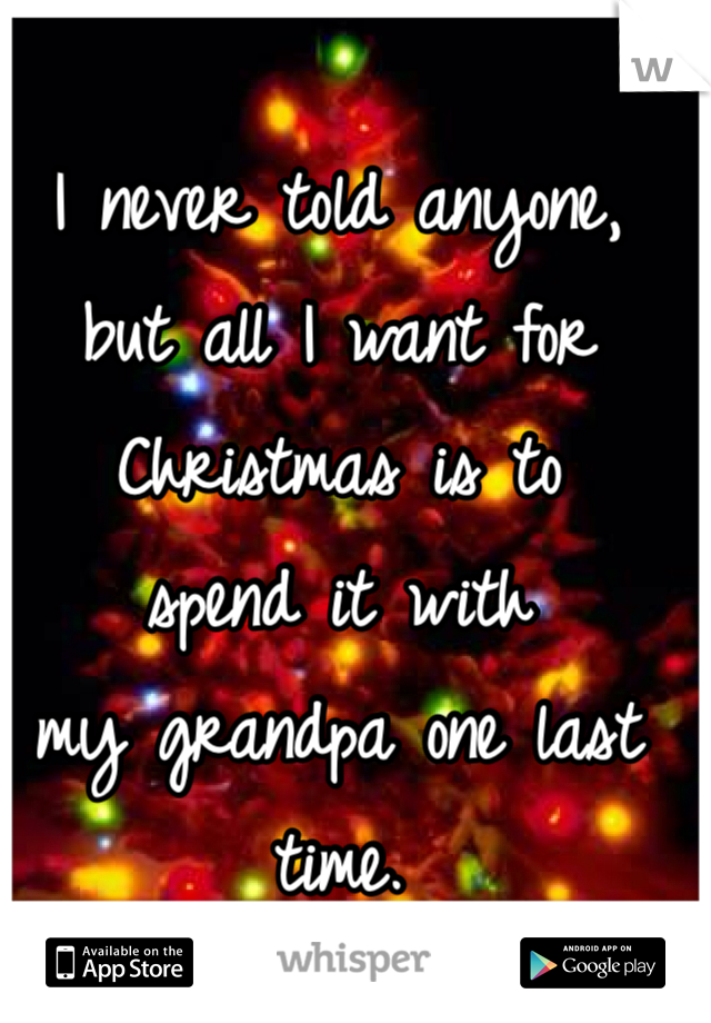 I never told anyone, 
but all I want for Christmas is to 
spend it with 
my grandpa one last time. 
