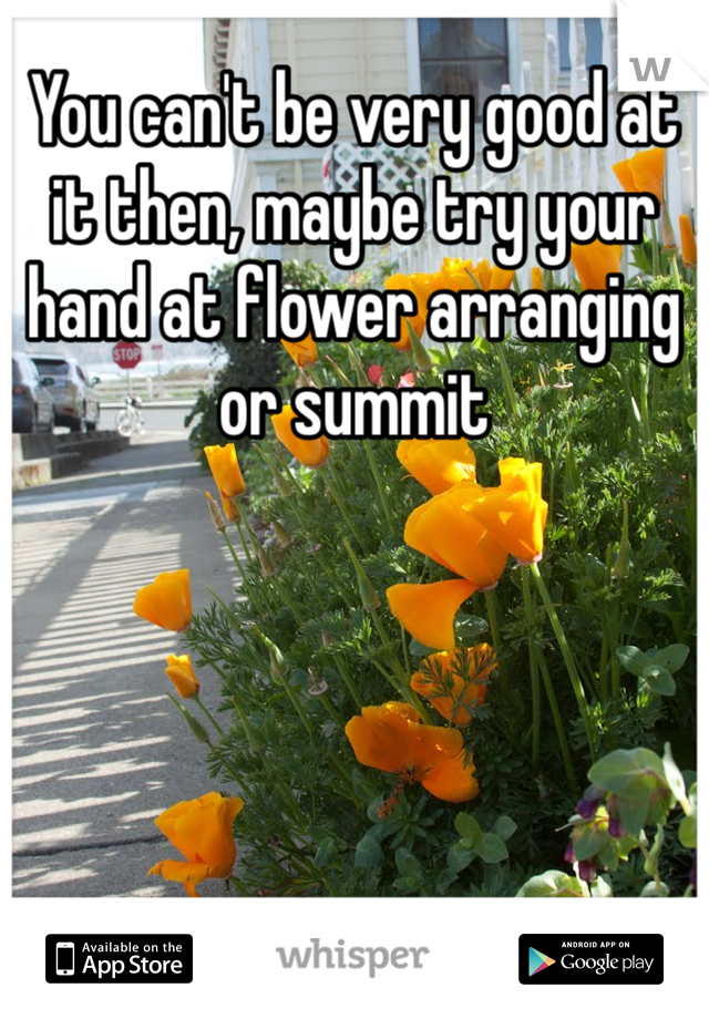 You can't be very good at it then, maybe try your hand at flower arranging or summit 