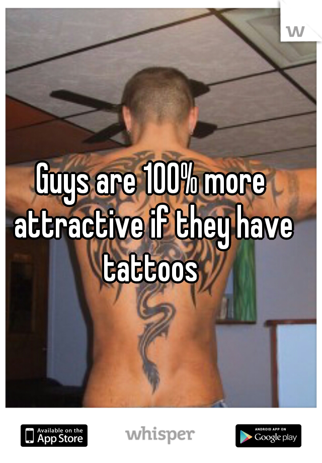 Guys are 100% more attractive if they have tattoos 