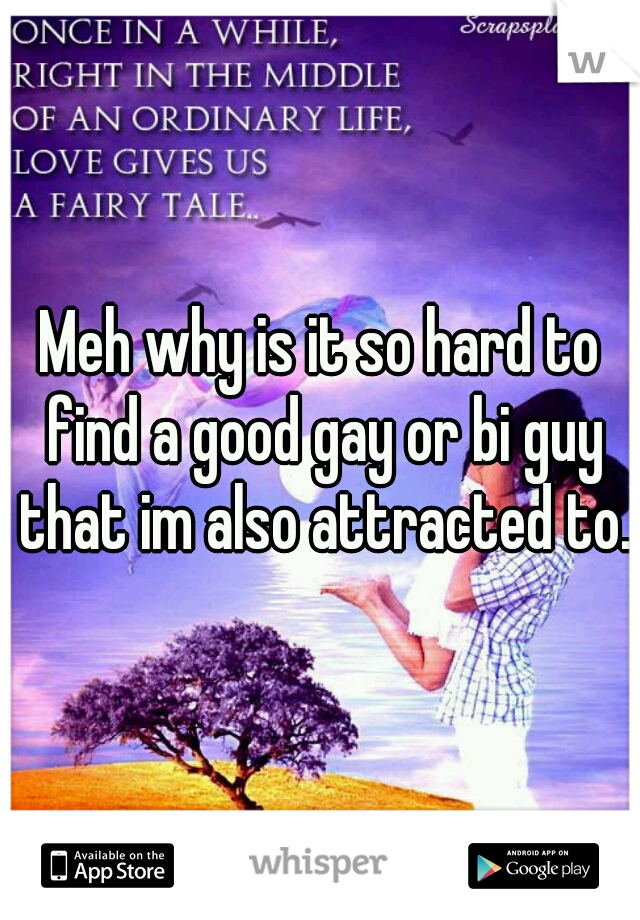 Meh why is it so hard to find a good gay or bi guy that im also attracted to.