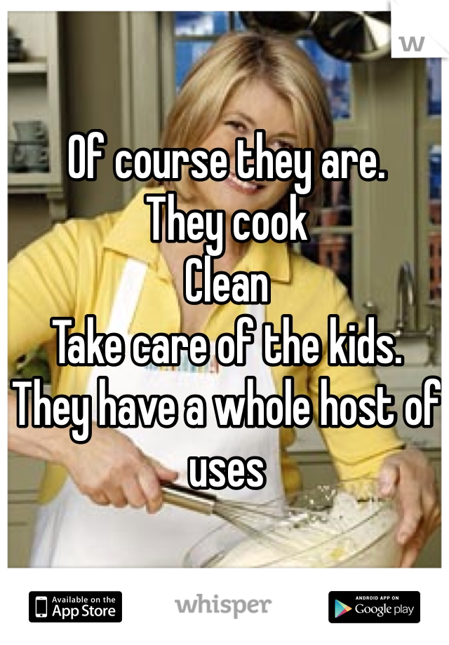 Of course they are. 
They cook
Clean
Take care of the kids. 
They have a whole host of uses