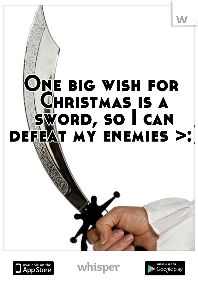 One big wish for Christmas is a sword, so I can defeat my enemies >:)