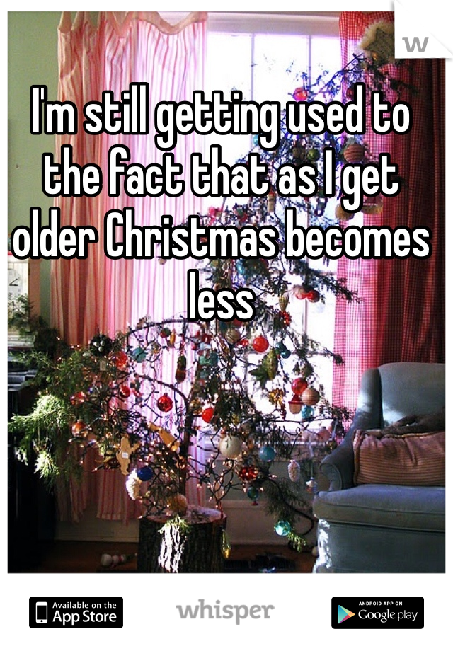 I'm still getting used to the fact that as I get older Christmas becomes less 