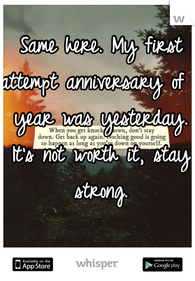 Same here. My first attempt anniversary of 1 year was yesterday. It's not worth it, stay strong.