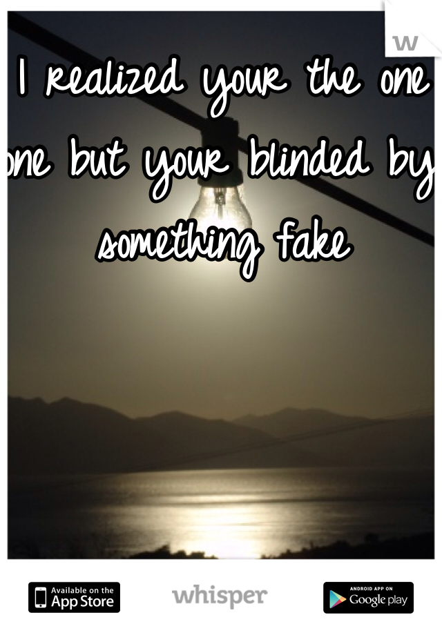 I realized your the one one but your blinded by something fake