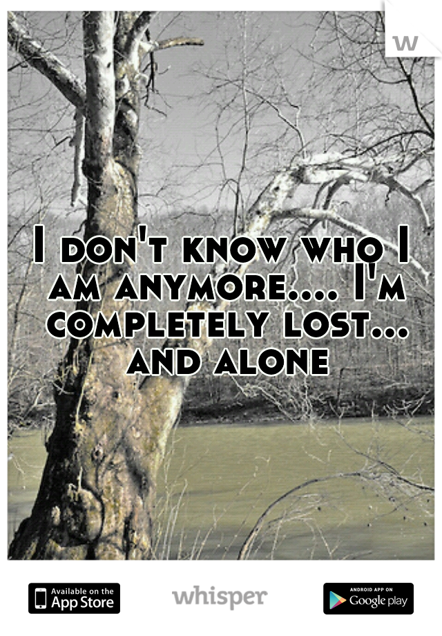 I don't know who I am anymore.... I'm completely lost... and alone
