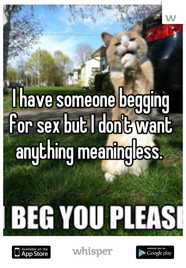 I have someone begging for sex but I don't want anything meaningless. 