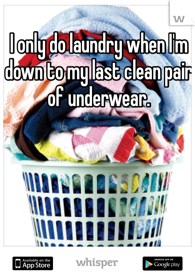 I only do laundry when I'm down to my last clean pair of underwear. 