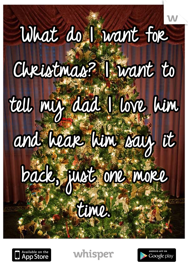 What do I want for Christmas? I want to tell my dad I love him and hear him say it back, just one more time. 